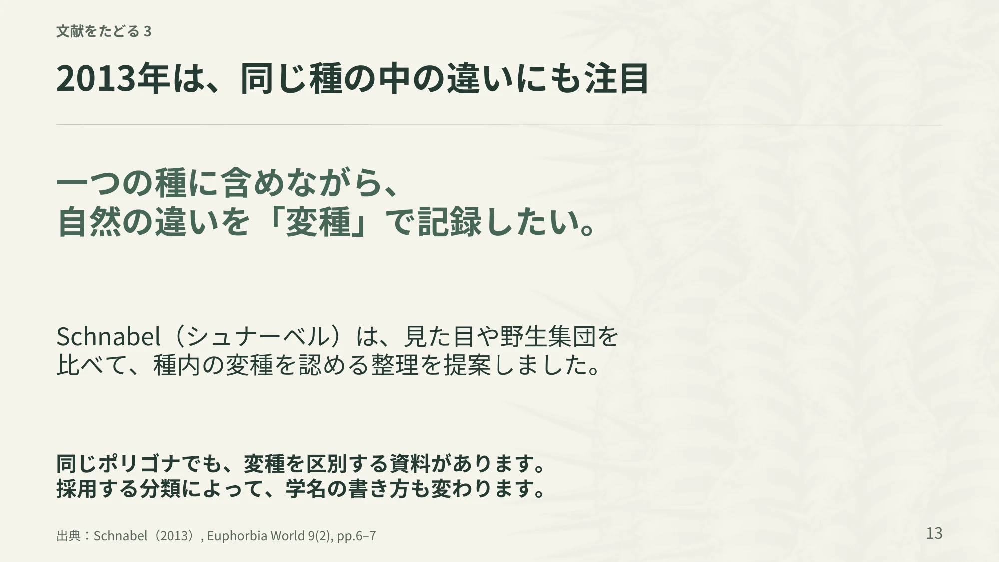 13ページ：2013年は、同じ種の中の違いにも注目（日本語）